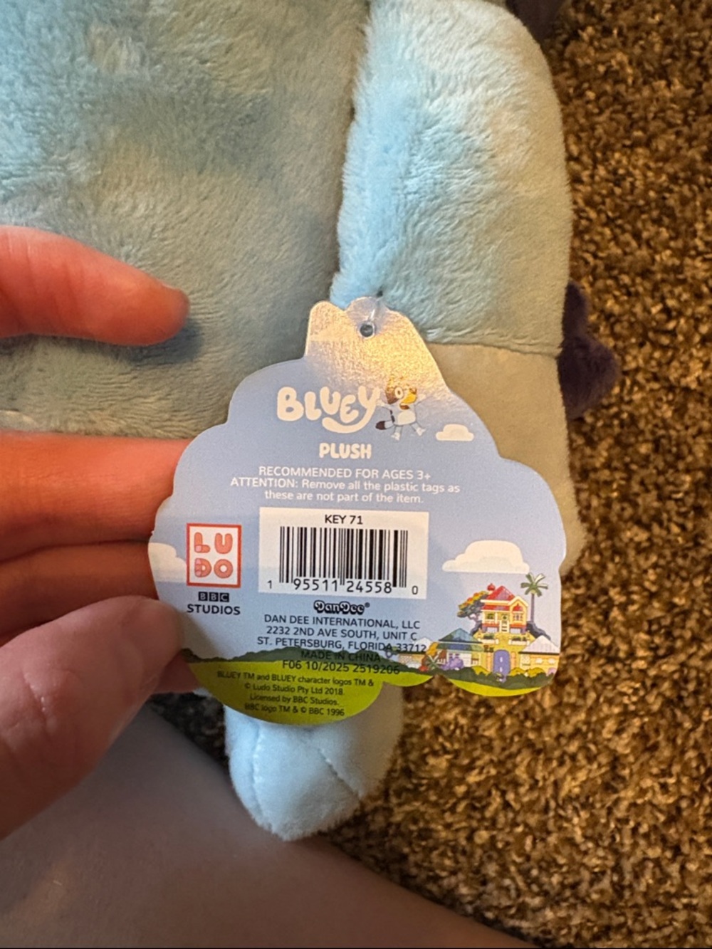 Bluey Plush Toy with Bunny Ears NWT - Picture 11 of 11